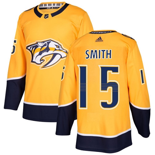 Adidas Men Nashville Predators 15 Craig Smith Yellow Home Authentic Stitched NHL Jersey